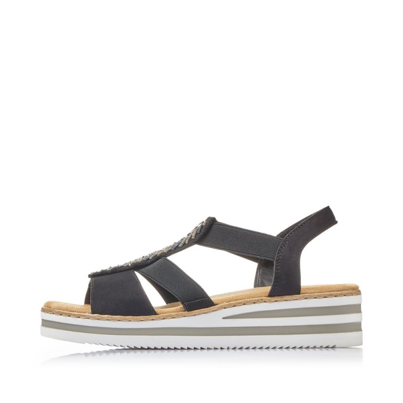Sandales Rieker Femme V02C1 - Synthétique, Talon 4cm, Confortables