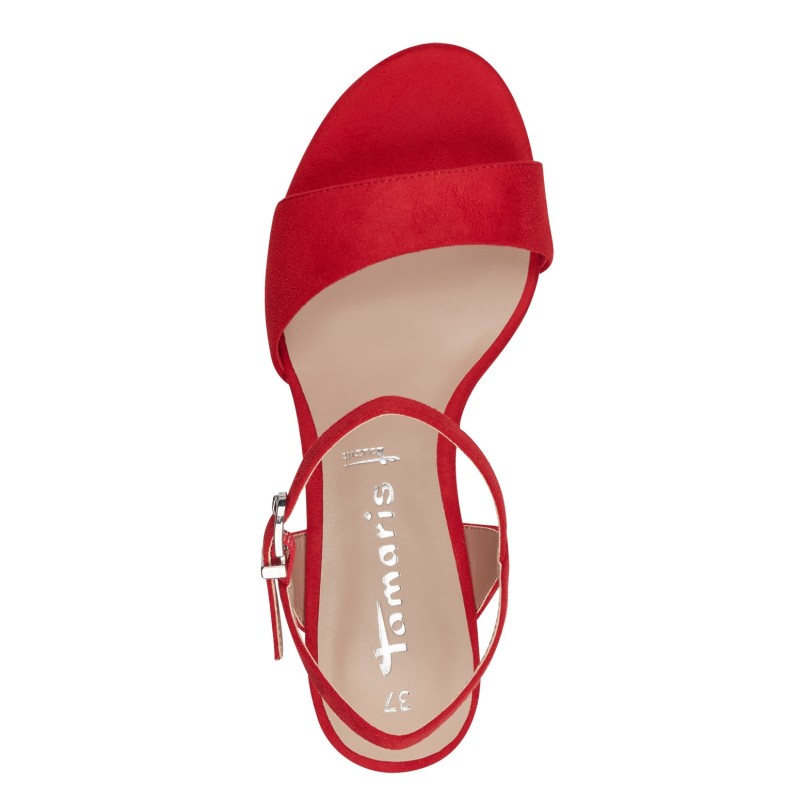 Sandales à Talon Tamaris Pour Femme - Modèle 1-28205-44, Talon Bloc 5 Cm, Cuir, Confortables Et Élégantes