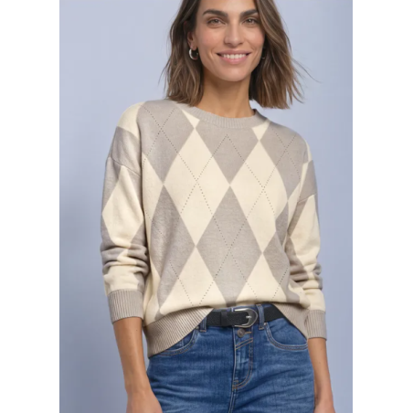 pull à motif argyle clay sand